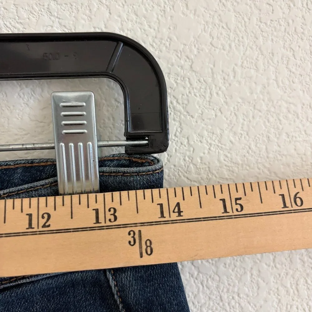 Bee Embroidered Jean Womens 27 x 27 Blue Tapered Stretch Denim Designer Inspired - Picture 7 of 12